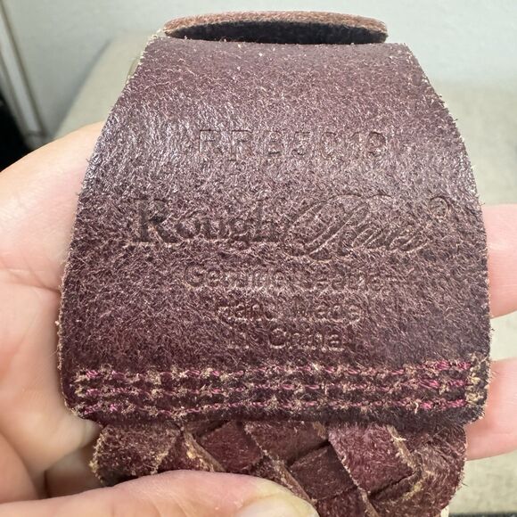 Rough Roses Belt Women 32 Wine Woven Leather Gold Buckle Western Boho Bohemian - Picture 5 of 6